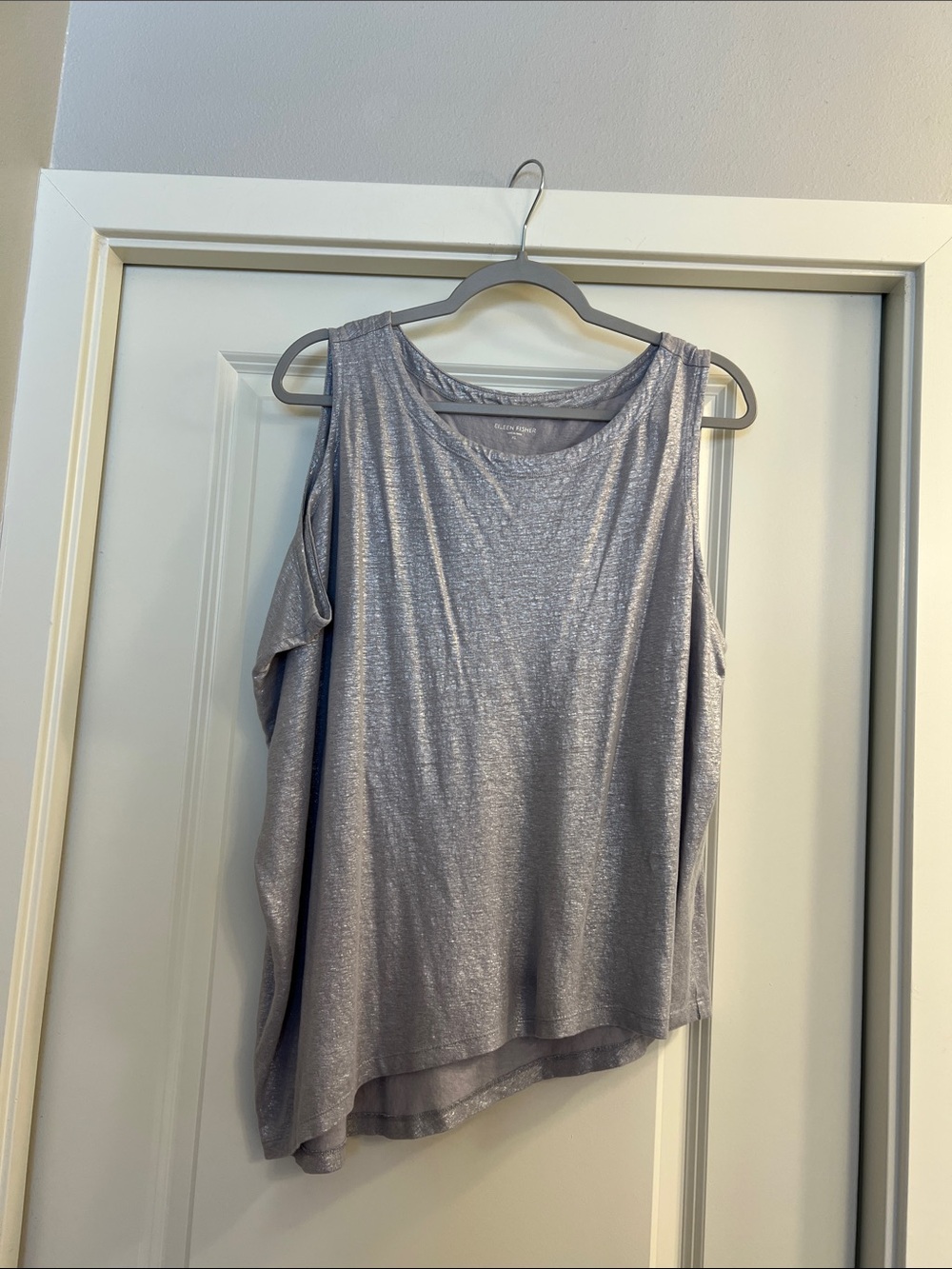 Eileen Fisher Silver Cold-Shoulder Tank
